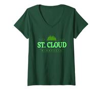 Womens St. Cloud Minnesota | Retro Saint Cloud Minnesota Treeline V-Neck T-Shirt