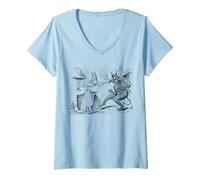 Women's St Dunstan and The Devil Vintage Art British Catholic Saint V-Neck T-Shirt