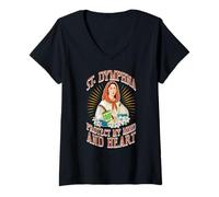 Womens ST DYMPHNA, Protect My Mind and Heart V-Neck T-Shirt