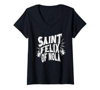 Womens St Felix of Nola Spiders Catholic Saint V-Neck T-Shirt