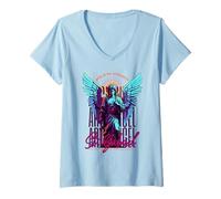 Womens St Gabriel Religious Christian Angel Wings God Strength V-Neck T-Shirt