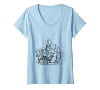 Women's St George and The Dragon Vintage England Art Catholic Saint V-Neck T-Shirt