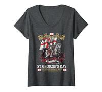 Womens St Georges Day Outfit Idea Women & Knight Horse Saint George V-Neck T-Shirt