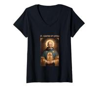 Women's St Ignatius of Loyola Roman Catholic Jesuit V-Neck T-Shirt
