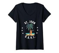 Womens St. John usvi US Virgin Island Souvenir Vacation Reminder V-Neck T-Shirt