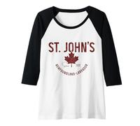 Womens St. Johns Newfoundland Canada Pride Canadian Vintage Raglan Baseball Tee