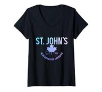 Womens St. Johns Newfoundland Canada Souvenir Vintage V-Neck T-Shirt