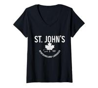 Womens St. Johns Newfoundland Canada Souvenir Vintage V-Neck T-Shirt
