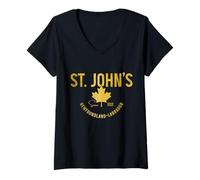 Womens St. Johns Newfoundland Canada Souvenir Vintage V-Neck T-Shirt