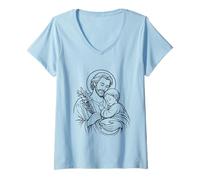Women's St. Joseph Catholic Saint Father's Day Design V-Neck T-Shirt