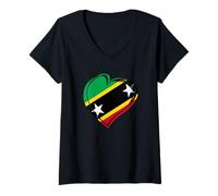 Womens St Kitts Nevis Flag Caribbean Vacation Kids Women Men V-Neck T-Shirt