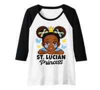Womens St Lucian Princess Girl Roots Cute Saint Lucia Flag Heritage Raglan Baseball Tee