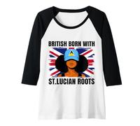 Womens St Lucian Roots British Born Girl Pride St Lucia Heritage Raglan Baseball Tee