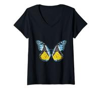 Womens St Lucian St Lucian Flag Butterfly V-Neck T-Shirt