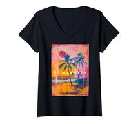 Womens St Maarten Souvenir Beach Shirt Tropical Cruise Holiday V-Neck T-Shirt