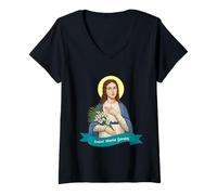 Womens St. Maria Goretti Purity Pure Virtue Catholic Saint Print V-Neck T-Shirt
