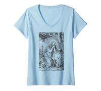 Women's St Mary Magdalene Vintage Art Traditional Catholic Saint V-Neck T-Shirt