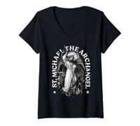 Womens St. Michael Archangel Protector Justice V-Neck T-Shirt