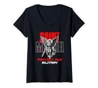 Womens St Michael The Archangel Catholic Patron Saint of Military V-Neck T-Shirt