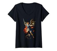 Womens St Michael The Archangel Defend Us In Battle V-Neck T-Shirt