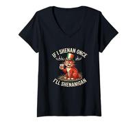 Women's St Patrick’s Day Shenanigans Funny Irish Cat Design V-Neck T-Shirt