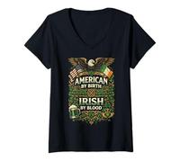 Women's St Patrick's Day American by Birth Irish by Blood V-Neck T-Shirt