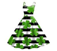 Womens St Patricks Day Fancy Dress Leprechaun Costumes Ireland Irish Lucky Shamrock Dress Saint Patricks Day Green Irish Outfits Gown Cocktail Dress Green Sleeveless Paddy's Day Fancy (22-Beige, L)