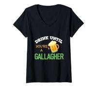 Women's St Patrick's Day Funny Drink Until You're A Gallagher V-Neck T-Shirt