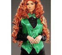 Womens St Patricks Day Green Sequin Leprechaun Waistcoat (Small (UK 8-10))