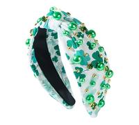 Women's St. Patrick's Day Headbands - Wide Hair Bands,St. Patrick's Day Headband Green Shamrock Headband Embellished Crystal Rhinestone Headband for Irish Holiday Hair Accessory