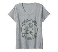 Women's St. Patrick's Day Irish Cow No Hurry Here Funny Farm Gift V-Neck T-Shirt