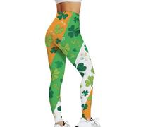 Womens St. Patrick's Day Leggings Teen Girls Stretch Yoga Pants Ireland Irish Lucky Shamrock Trousers Trendy High Waisted Leggings Saint Patricks Day Running Workout Trousers Mint Green
