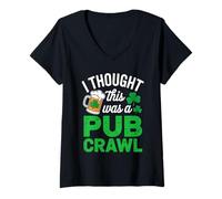 Women's St Patricks Day Lucky Beer I Thought This was A Pub Crawl V-Neck T-Shirt