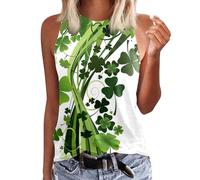 Women's St Patricks Day Shamrock Vest Irish Clover Print Green Tunic Tops Sleeveless Tops Irish Shamrock Shirts Irish Festival Green Top Casual Shirt Festive Holiday Party Tops