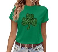 Womens St Patricks Day Shamrocks T Shirt St Patricks Day T Shirts with Accessories Casual Short Sleeve Funny Festival Blouse Shirts Ireland Top Holiday Pullover Tunic Tshirts Green (A1 Green,XL)