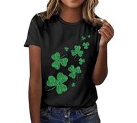 Womens St Patricks Day Shirt Green Shamrock Luck Shirts St Patricks Day Irish Clover Graphic Tshirt Tops Lucky Green Shirt Hipster Hip Hop T Shirts Graphic Fashion Tshirt Patty's (A1 Black,XL)