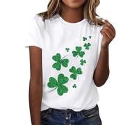 Womens St Patrick's Day Shirts Long Sleeve Heart Lucky Clover T-Shirts Crewneck Leopard Plaid Shamrock Tee Shirts Tops Irish Tshirts Fashion Dressy Tunic Blouses St Patrick's Day (A1 White,L)