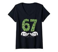 Women's St Patricks Day Six Seven 6 7 Meme Gen Alpha Slang 6 7 Hands V-Neck T-Shirt