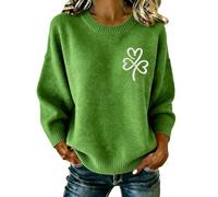 Womens St Patricks Day Sweatshirt Long Sleeve Crewneck Green Clover Printed Sweaters Saint Patty's Pullovers Ireland Lucky Shamrock Tops Multiple Styles
