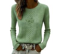 Womens St. Patrick's Day Sweatshirts Crew Neck Long Sleeve Pullover Irish Fancy Dress Shamrock Print Sweater Jumper St Paddys Day T-Shirt Funny Ugly Shirt Lucky Irish Gift Tops (A1-Light Green, M)