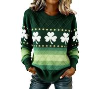 Women's St Patrick's Day Sweatshirts Crewneck Long Sleeve Pullovers Irish Fancy Dress Shamrock Print Sweater Jumpers St Paddys Day Tshirt Funny Ugly Shirt Lucky Irish Gifts Tops (A4-Dark Green, M)