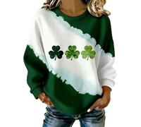 Women's St Patrick's Day Sweatshirts Crewneck Long Sleeve Pullovers Irish Fancy Dress Shamrock Print Sweater Jumpers St Paddys Day Tshirt Funny Ugly Shirt Lucky Irish Gifts Tops (A5-Green, XL)