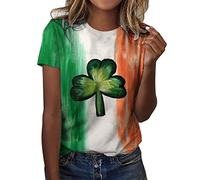 Women's St. Patrick's Day Tshirts Clearance,Funny Paddidas Short Sleeve Jumper Green Round Neck Casual Sweatshirt Ladies Shamrock Printed Tops Blouse Sale Irish Tee Shirt Loose Slim Fit T Shirt