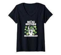 Women's St Patricks Day We're Getting Shamrocked for Women V-Neck T-Shirt