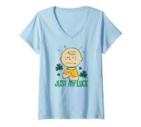 Women's St. Patrick's Just My Luck Charlie Brown V-Neck T-Shirt