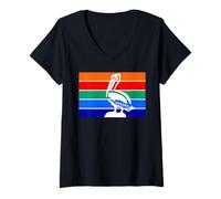 Womens St. Petersburg Florida Pride Flag Pelican Design V-Neck T-Shirt