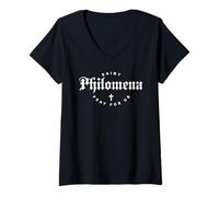 Womens St Philomena Catholic Confirmation Saint Babies Minimalist V-Neck T-Shirt