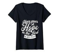 Womens St Pope John Paul II Your Hope in The Lord Catholic Saint V-Neck T-Shirt