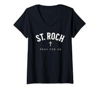 Womens St. Roch Catholic Patron Christian Saint V-Neck T-Shirt