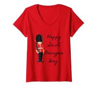 Womens St. Saint George's Day Kids Happy England Queen's Guard Flag V-Neck T-Shirt